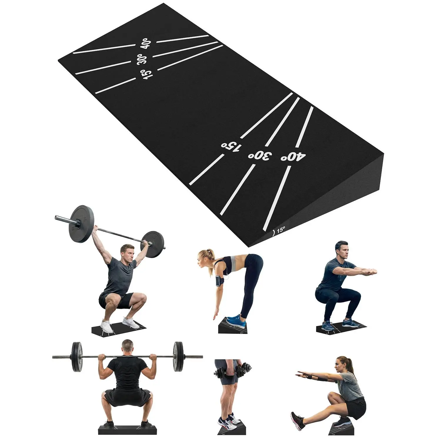Non-Slip One-Piece Squat Incline Block 15° – Heel Elevated Slant Board for Deeper Squats, Calf Stretching, Deadlifts, Knees Over Toes, 1000lb Capacity, Lightweight EVA Mat for Home Gym, Physical Therapy, Mobility