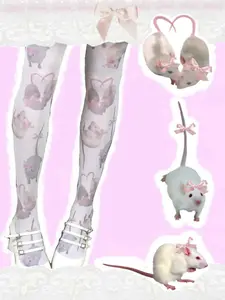 Cute Mouse Print Pantyhose, Sweet Girl Essential, Adorable Fashion Design for Daily Wear, Perfect Match for Casual Looks, Fit, Fabric, Womenswear, Tights