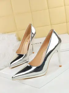 Women's Elegant Metallic Pointed Toe Stiletto Heels, Sparkly Party Shoes, Fashionable High Heel Shoes for Party, Daily Clothing Decor for Women & Girls, Glittering Stiletto Pumps