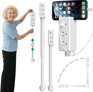 Electrical Outlet Extender Features USB-A, USB-C, and 2 AC Electrical Outlet Extender Stick for Hard to Reach Spaces Extends 22"-34", Rotates 180°. Use Behind Couches, Nightstands, Desks, and More