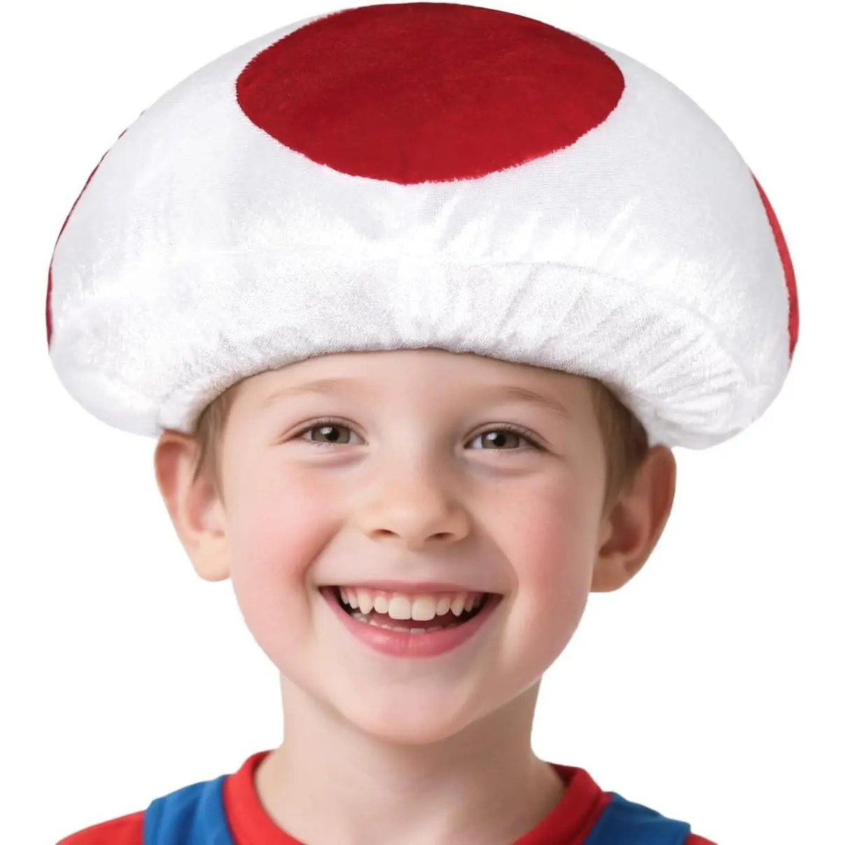 Kids Red White Spotted Cartoon Mushroom Hat - 3D Mushroom Shank, Breathable Inner Band, Polyester 1*Hat, Anime Cosplay Toad Costume Headwear for Halloween Ceremony, Party Accessories, One Size