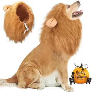 [Realistic Lion Mane] Realistic Lion Mane & Costume Wig with Expressive Eyes - Pet Lion Headpiece for Halloween, Christmas, Birthday, Party - Dog Cosplay Costume