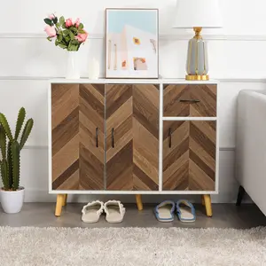 Home Essentials Display & Storage, 35" Display Cases, Sideboard Cabinet with Drawer & 3 Doors, Modern Buffet Cabinet, Narrow Hallway Credenza Storage Cabinet for Living Room, Kitchen, Entryway