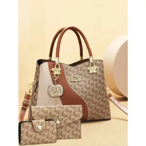 New Classic Vintage Print Tote Bag Set, Fashionable Casual Handbag Trio for Women, All Season Versatile Three-Piece Purse