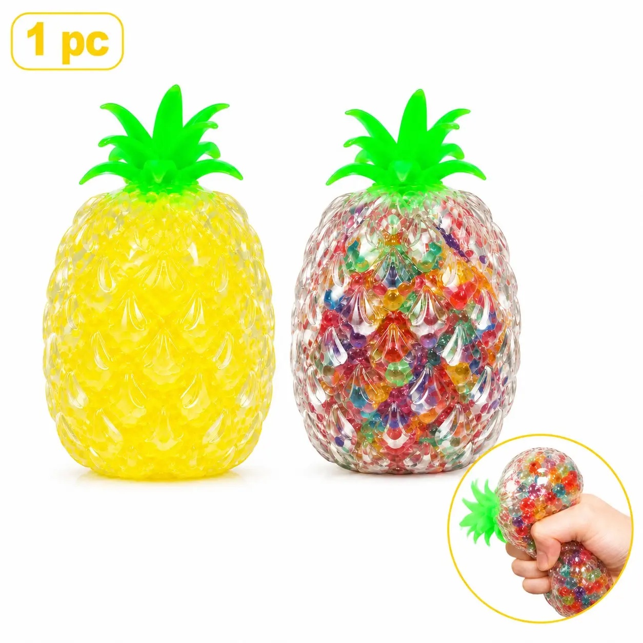 1 PC Pineapple Squishy Stress Balls Stretchy Fruit Stress Squeeze Toys for Teens and Adults, Stress Relief Squishy, Ideal for Relax, Focus, Christmas Decoration, Easter Basket Stuffers