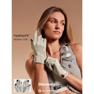 GLOWMODE X Discovery FeatherFit™ Chase The Chill Stretchy Sweat-Wicking Reflective Snap Button Touchscreen-Friendly Silicone Grip Gloves Running Hiking Outdoor Workout Active
