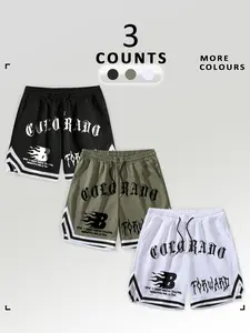 Men's Colorblock Letter Print Boxer Brief, Casual Comfy Breathable Underwear for Daily Wear, Mens Underwear for Summer