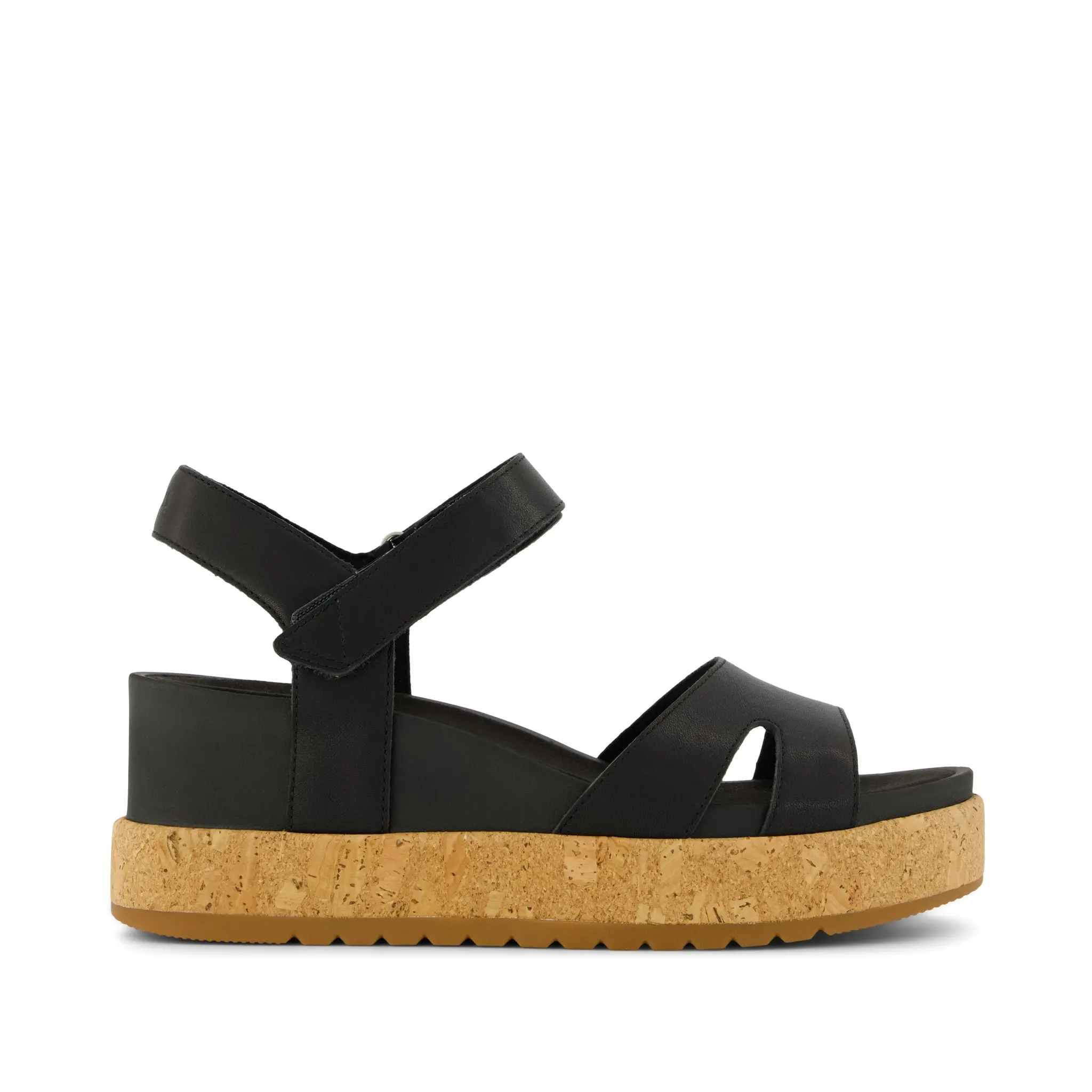Womens Alana Wedge Sandal Black Leather