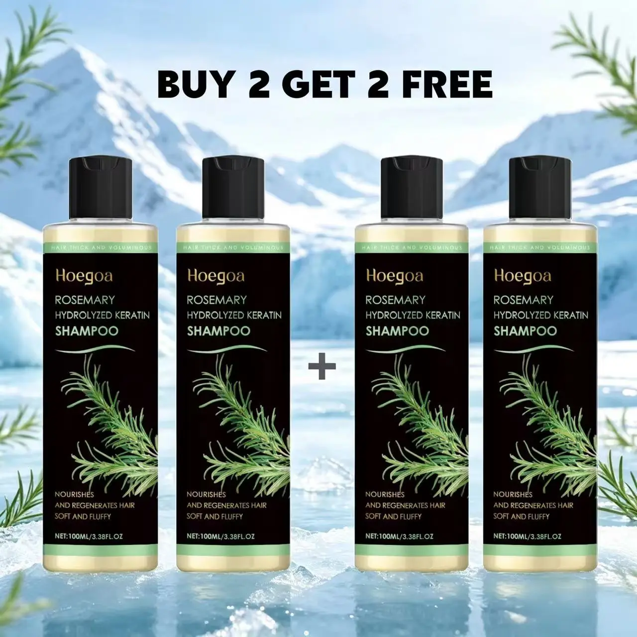 【Buy 2 Get 2 Free】Rosemary Plant Extract & Anti-Hair Loss Volumizing Shampoo – Anti-Dandruff & Oil Control, specifically addresses dry, frizzy hair prone to breakage, regulates oiliness, soothes scalp irritation, restores shine, plant extract shampoo