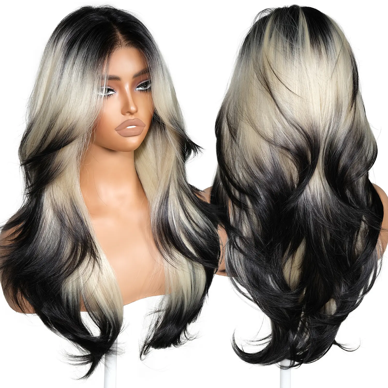 BrownBomb Butterfly Body Wave Wig 13×6 HD Lace Pre Plucked 24 Inch 3 Second In Daily Use Vivid Self Growing Hairline With Curly Bangs Most Natural Looking Heat Resistant Synthetic Hair for Summer Beach Vacation Daily Wear Parties Dating tiktokshopspringgl