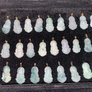 Au750 18k gold natural jade guan yin Buddha pendant