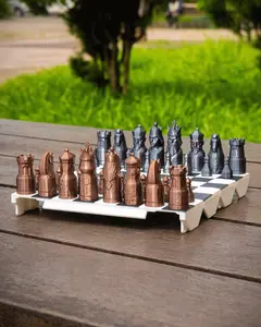 Fold-Up 3D Printed Chess Set - Portable Travel Board Game for Toys & Hobbies Enthusiasts
