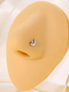Moon L-Type Nose Stud, Unisex Daily Wear, Fashionable Elegant Accessory, Suitable for Any Occasion, Casual Style, Copper Material