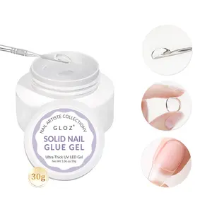 GLOZ Solid Nail Glue Gel UV Cured, Strong Clear Nail Glue for Fake Press On Nails, Long Lasting Sculpting Gel, Nail Extension Gel, Nail Adhesive for DIY & Salon Use, Nail Art Supplies