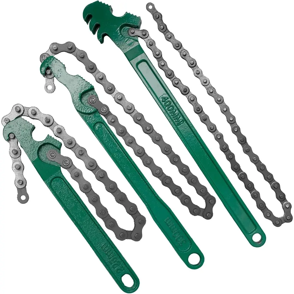 6 Pcs Large Reversible Chain 12 Inch 16 Inch 9 Inch Adjustable Heavy Duty Chain Wrenches Oil Filter Wrench Sturdy Carbon Steel Pipe Fittings Spanner Tool for Ratcheting Universal