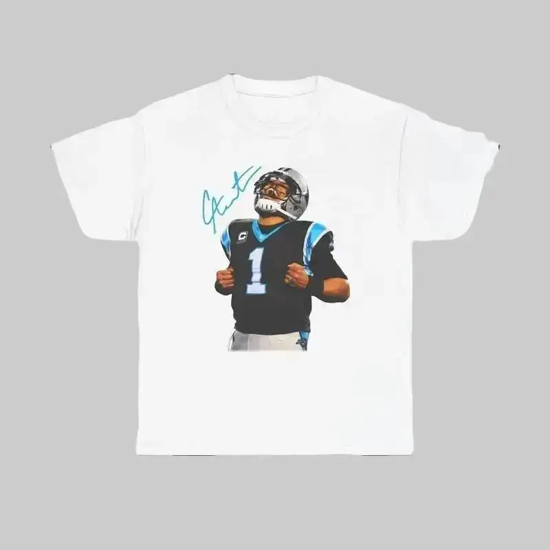 Cam Newton T-Shirt, Panther Football Cotton Vintage Newton Shirt Carolina, Unisex Gift for Fans Fabric Top