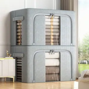 Foldable Large Capacity Clothing Cabinet Storage Box Large Opening Visualization Dustproof Moisture-Proof Storage Convenient Toy Sundries Storage Householdbedroom,Organizer,Organiser,Home Storage,White T Shirt Women,Black Pants Women