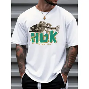 HUK Men's Fishing Graphic T-Shirt - Loose Fit Short Sleeve Casual Tee with Fish Print, Breathable for Outdoor Sports & Summer Wear, Machine Washable, Fishing Shirt, Active Lifestyle Apparel, Sporty Style, Durable Construction, Active Men workout tops