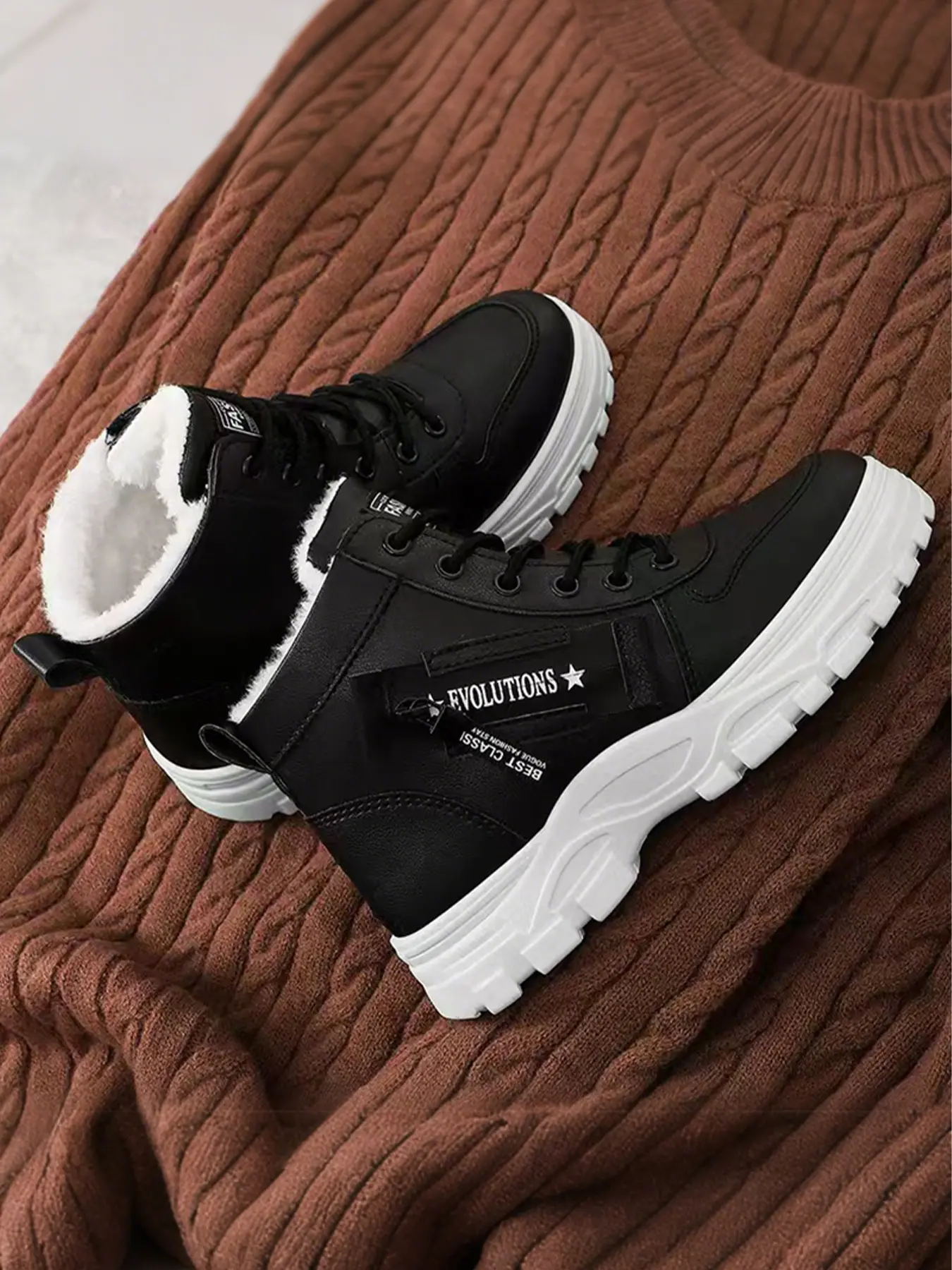 Women's Mid-Calf Snow Boots | Water-Resistant & Plush Lined | Fashion Lace-Up Winter Boots Rubber Fluffy Snow Boots Casual Warm Boots