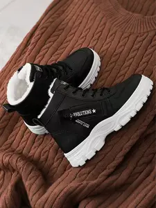 Women's Mid-Calf Snow Boots | Water-Resistant & Plush Lined | Fashion Lace-Up Winter Boots Rubber