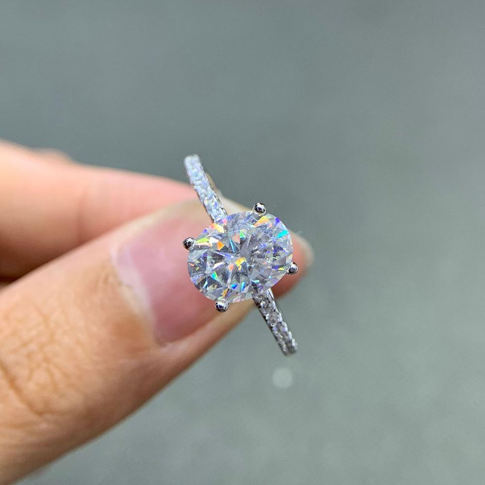Oval Cut Full Moissanite Engagement Ring for Women  S925 Silver1/2/3/4Carat Hidden Halo Diamond Wedding Rings with Certificates