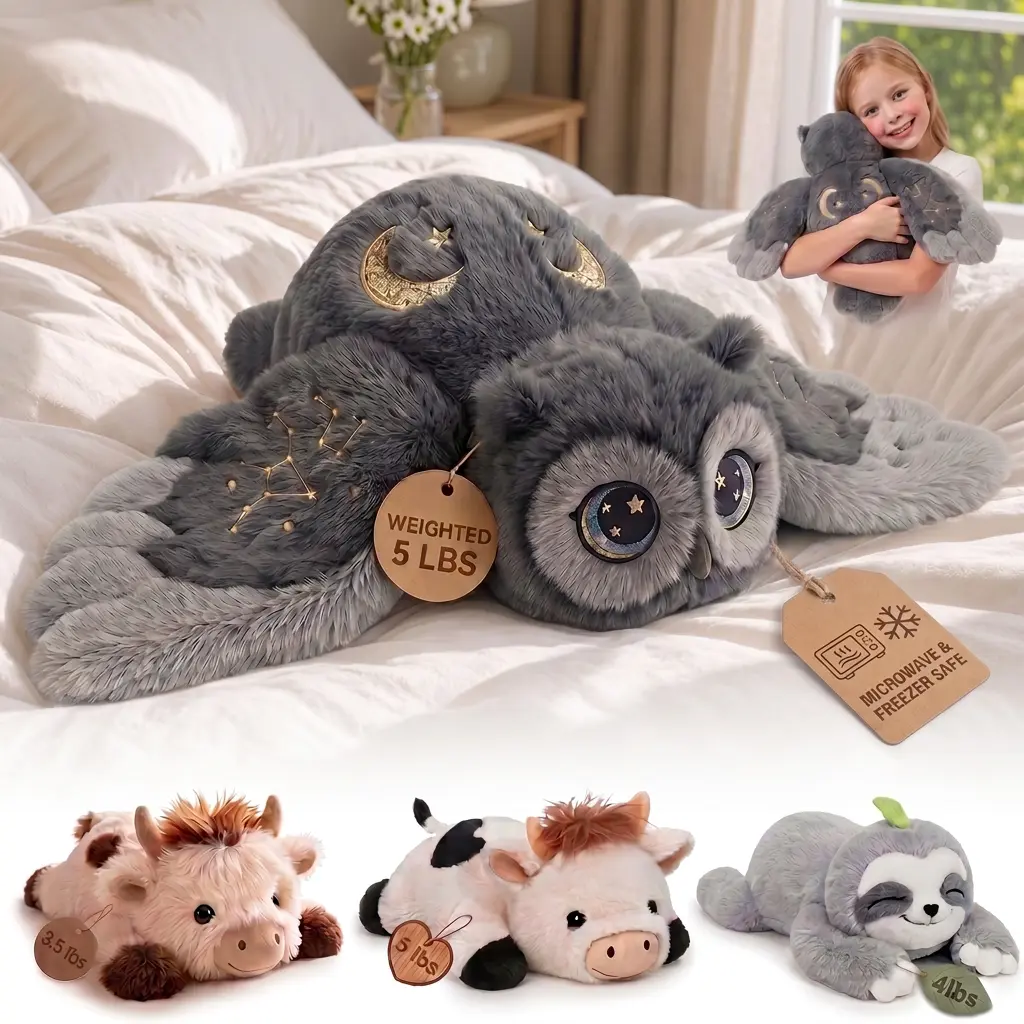 Mewaii Weighted Stuffed Animal - 3.5/5 lbs, Microwavable Heating Pad, Adjustable Heatable-Coolable Fridge-Chill Hug Buddy, Durable Soft Fluffy, Whimsical Quirky Unique Cool Soft Cuddly Gift for Adults