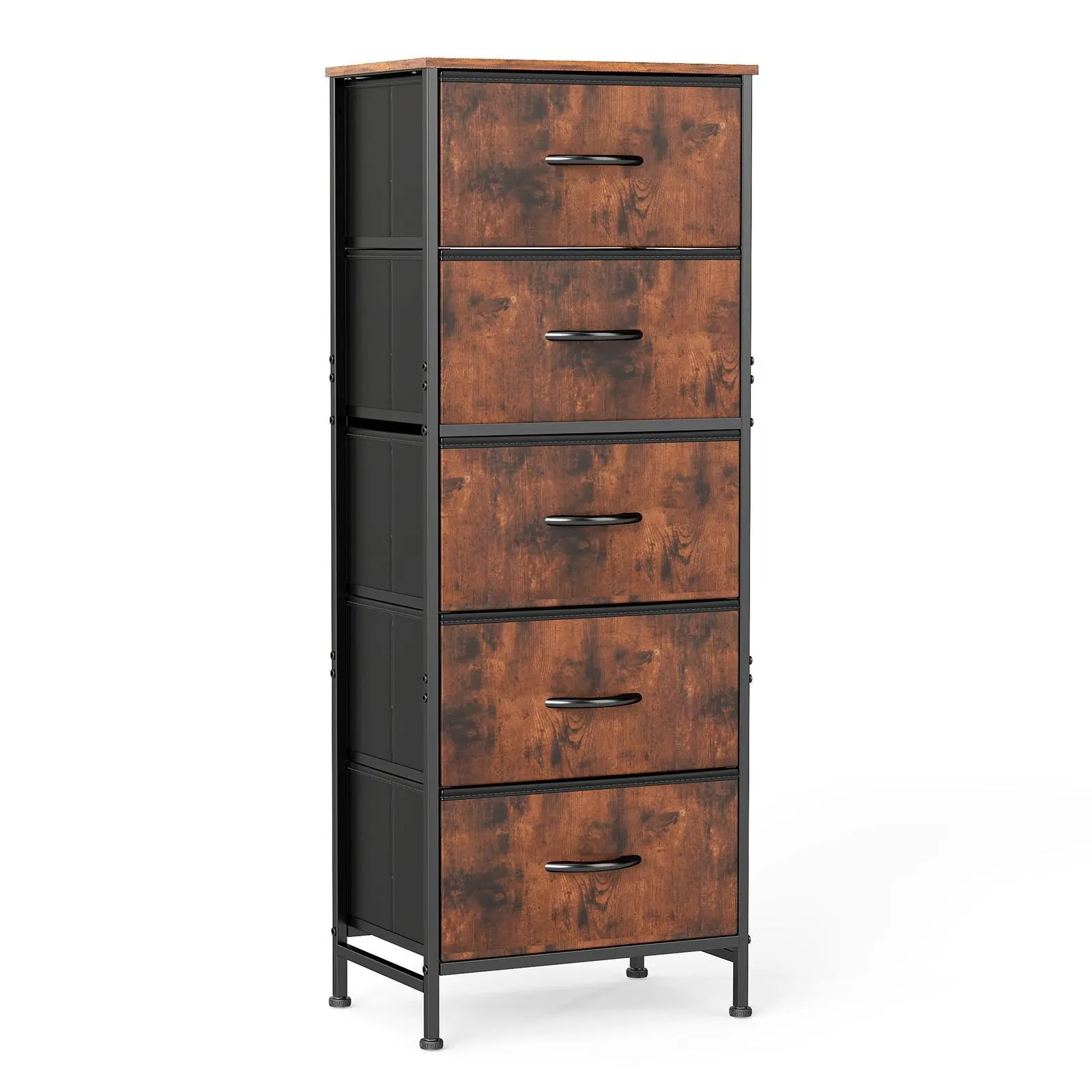 Portable Fabric Storage Tower for Dorm | Lightweight Drawer Dresser with Metal Frame & Wooden Top for Easy Moving in Apartment Bedroom & Entryway