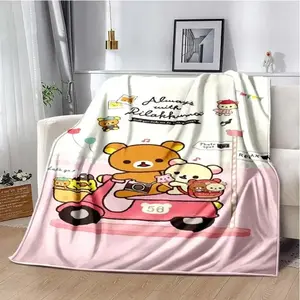 Cartoon Rilakkuma Anime Girls Throws Blanket for Baby Hiking Picnic Bed Super Soft Cute kawaii Flannel Suitable for beds and sofas can also be given as a gift