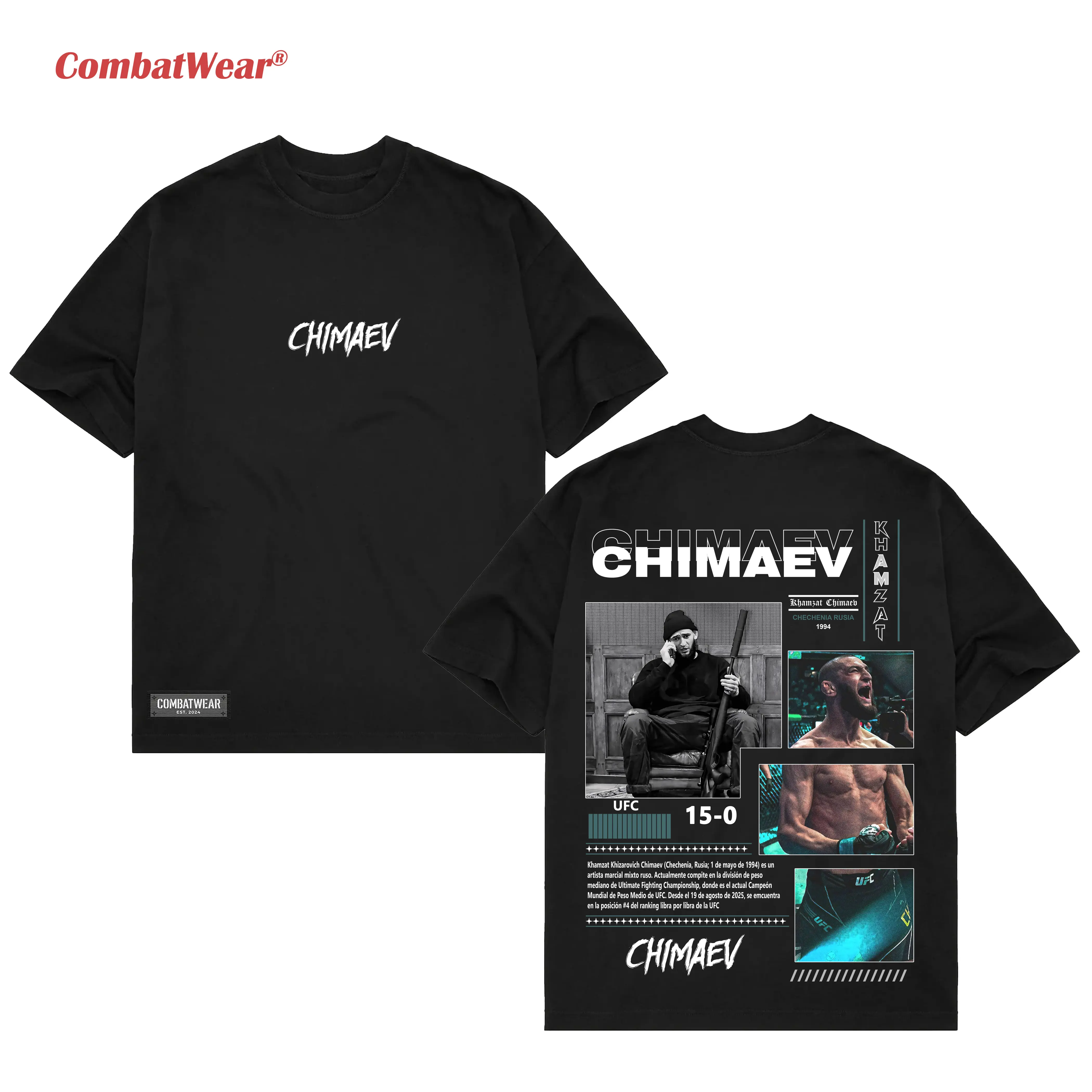 COMBATWEAR KHAMZAT CHIMAEV TEE, Borz UFC, MMA Graphic Tee, UFC MMA Shirt, Gym Wear, Gift for Fighters, Sports Apparel
