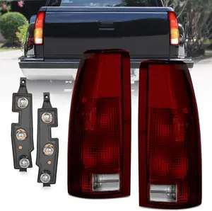 Nilight Taillight Assembly Compatible with 1988 1989 1990 1991 1992 1993 1994 1995 1996 1997 1998 1999 Chevy GMC C/K Suburban Blazer Tahoe Yukon 2000 Cadillac Escalade Pair Dark Red Lens, Car Accessories, Lamp