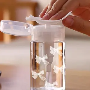 Bow Tie Pattern Clear Pet Refillable Travel Bottle, Makeup Remover Dispenser, Dispensing Bottle With 3.38oz/6.76oz Portable Pump Dispenser For Toner And Makeup Remover, Dome Design, Hand Wash Only, Reusable, Storage Bottles