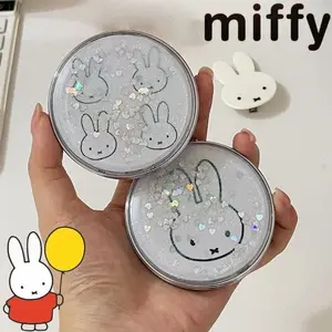 Miffy Rabbit New Sweet and Cute Creative Cartoon Pattern Simple Fashion Portable Foldable Mini Double-Sided Sand Flow Mirror