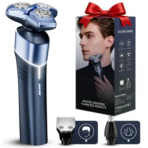 Electric Shaver for Men, 3-in-1 Face & Nose Trimmer, Smooth Skin-Friendly Shaving, 3D Floating Head, IPX8 Waterproof, USB-C Fast Charging, Cordless Portable Razor for Beard Face Body Father's Day Gift