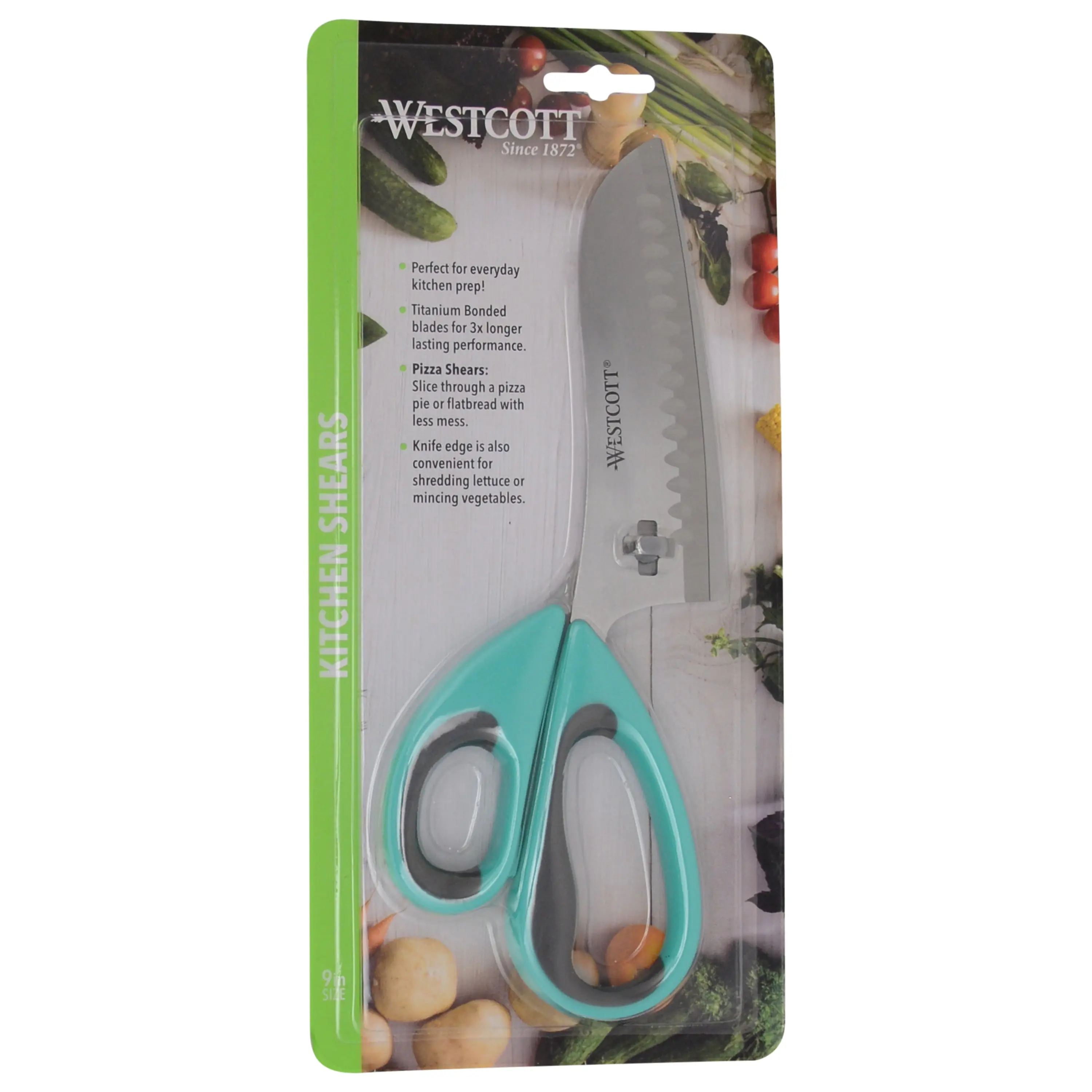 Westcott  9" Titanium Bonded Soft Handle Kitchen Pizza Scissors, Teal (00825)