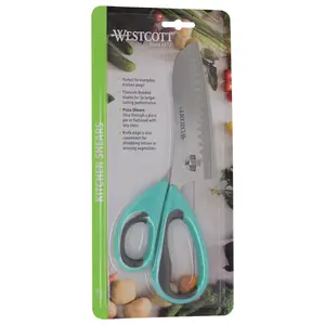 Westcott  9" Titanium Bonded Soft Handle Kitchen Pizza Scissors, Teal (00825)