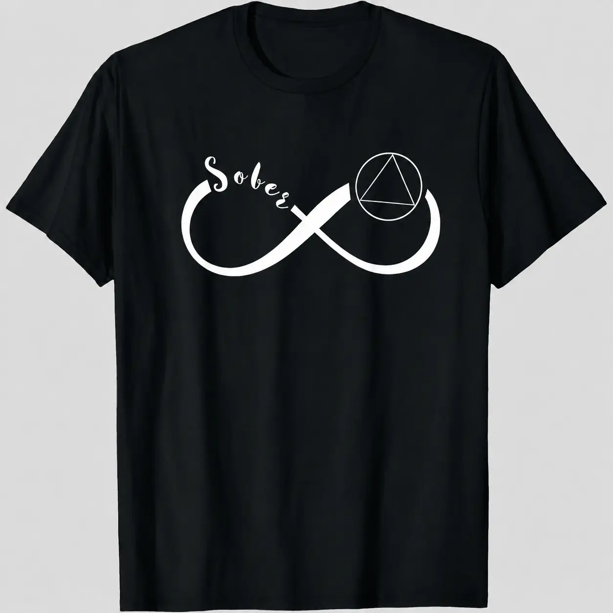 100% Cotton Sober Infinity Recover AA Sobriety Abstinence Anonymous T-Shirt Round Neck Short Sleeve T-Shirt Women's Men's Graphic Tee