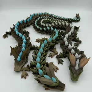 Multicolor Crystal Dragon 24" - Winter Ice Crystals 3D Printed Creature - Plastic Desk & Coffee Table Ornaments - Unique Decorative Articulated Design