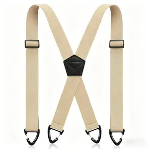 Men's Heavy Duty Suspenders, 1.5" Elastic Adjustable Protective Gear, Strong No-Slip Clips for Hiking, Camping