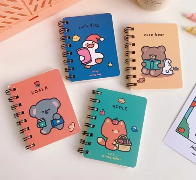 Cute mini notebook, Portable blank note book, Cartoon notepad, Small spiral notebook, Hardcover mini planner, Cute pocketbook/Journal