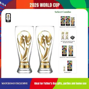 Father's Day Exclusive | 2026 FIFA World Cup Glass Set Made of premium glass with trophy-style gold trim. Suitable for gifting to boyfriends, daily home use and parties. Reusable cups with a variety of combinations to choose from,summerwins