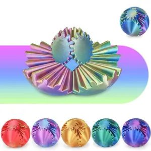 3D Printed Gear Ball Fidget Toy, Rotating Stress Relief Spiky Sensory Toy, Smooth Rolling Geometric Ball Puzzle Toy, Stress Relief Fidgeting, Sensory Stress Balls