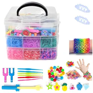 Rainbow Color Rubber Bands Box of 4900 Pieces, Three-Layer DIY Bracelet Making Kit, Handmade Jewelry Materials, Beading Supplies for Craft Enthusiasts & Beginners