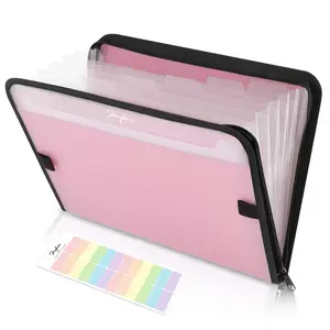 SKYDUE 7-Pocket Expanding File Folder with Double Zipper, Accordion Organizer with Front Pocket for Travel School
