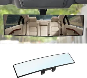 12" HD Panoramic Rear View Mirror for Car – Universal Clip-On Wide Angle Rearview Mirror, Anti-Shake Convex Glass, Interior Rear View Mirror for Cars, SUVs, Trucks & Vehicles, White
