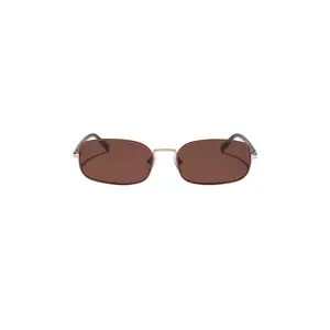 DIFF EYEWEAR X Rachael Kirkonnell Metal Rectangle Sunglasses in Brown & Gold