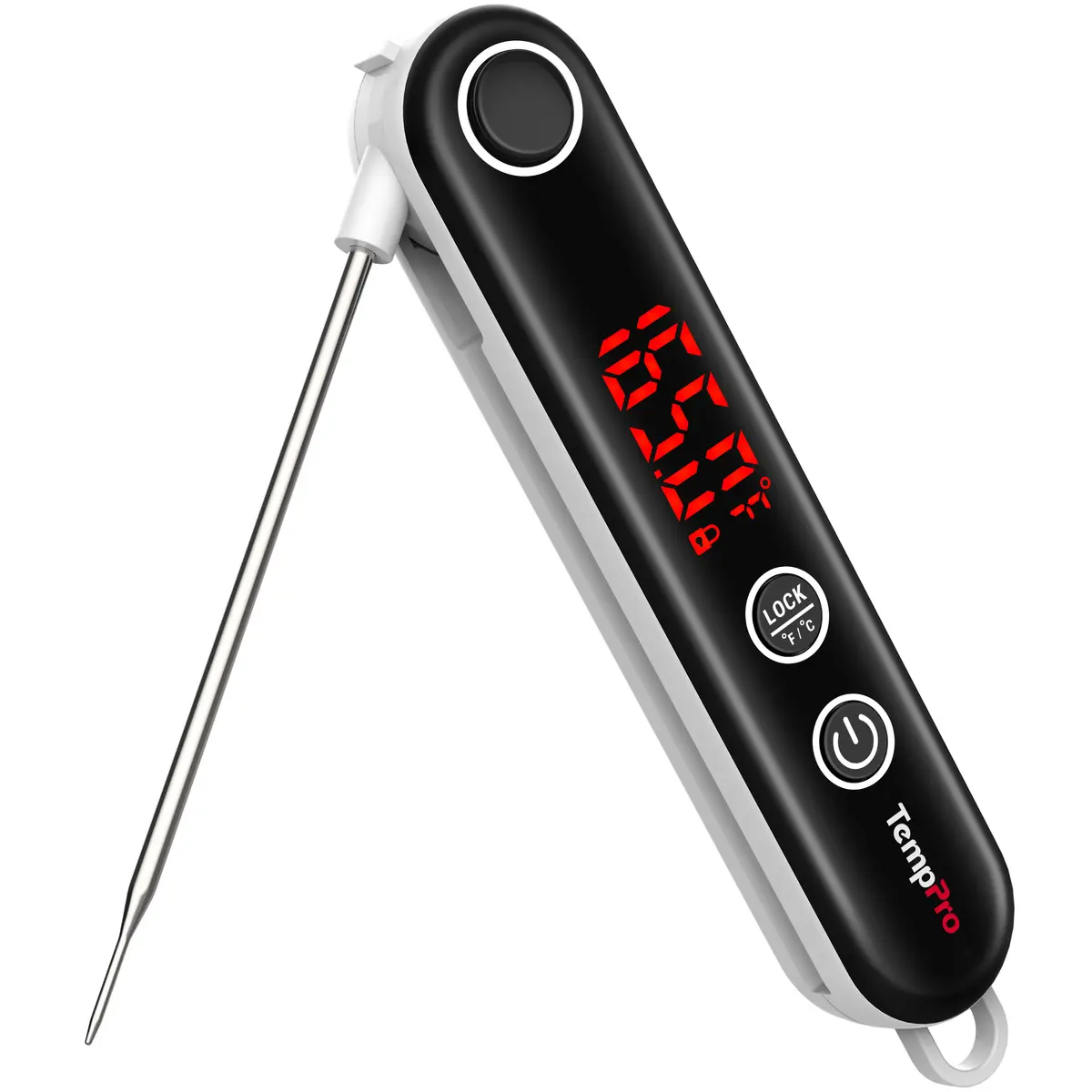 TempPro TP18S Ultra-Fast Thermocouple Instant-Read Meat Thermometer - Stainless Steel Portable Kitchen Gadget, Precision Cooking Tool with Lock Function, Large Backlit LED Display, Hanging Design, Waterproof, Batteries Included for Grilling, Kitchen Use