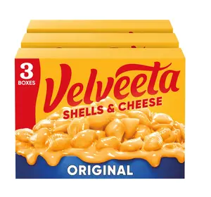 Velveeta Shells and Cheese Mac, 3 Boxes, for Easy Dinner or Dinner Sides, Original Flavor, Made with Real Cheese, 12 oz