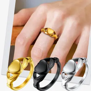 FindChic Claddagh Heart Cremation Urn Ring Ash Keepsake Waterproof Locket Rings Memorial Jewelry For Women Men Animal Hair Ash