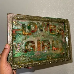 Flower Girl tray multi use tray meant for storage, decor, rolling tray, jewelry holder, multilayered tray