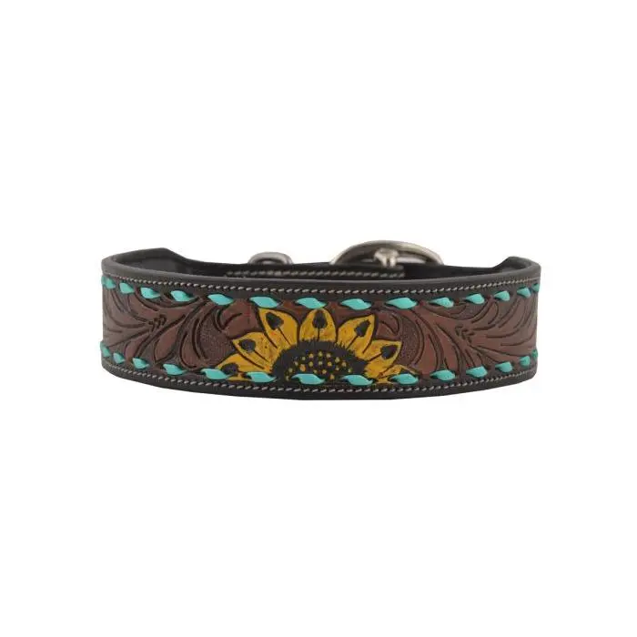Scenic Hand-Tooled Leather Dog Collar